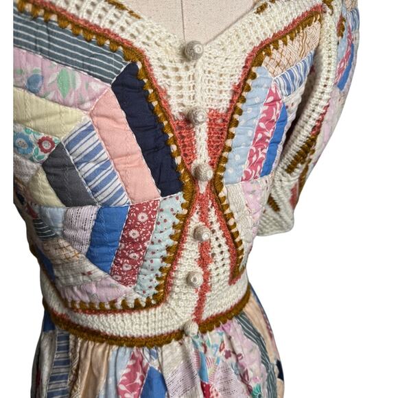 Sea New York Quin Mini Dress patchwork knit quilted BoHo size extra small XS - Picture 11 of 15